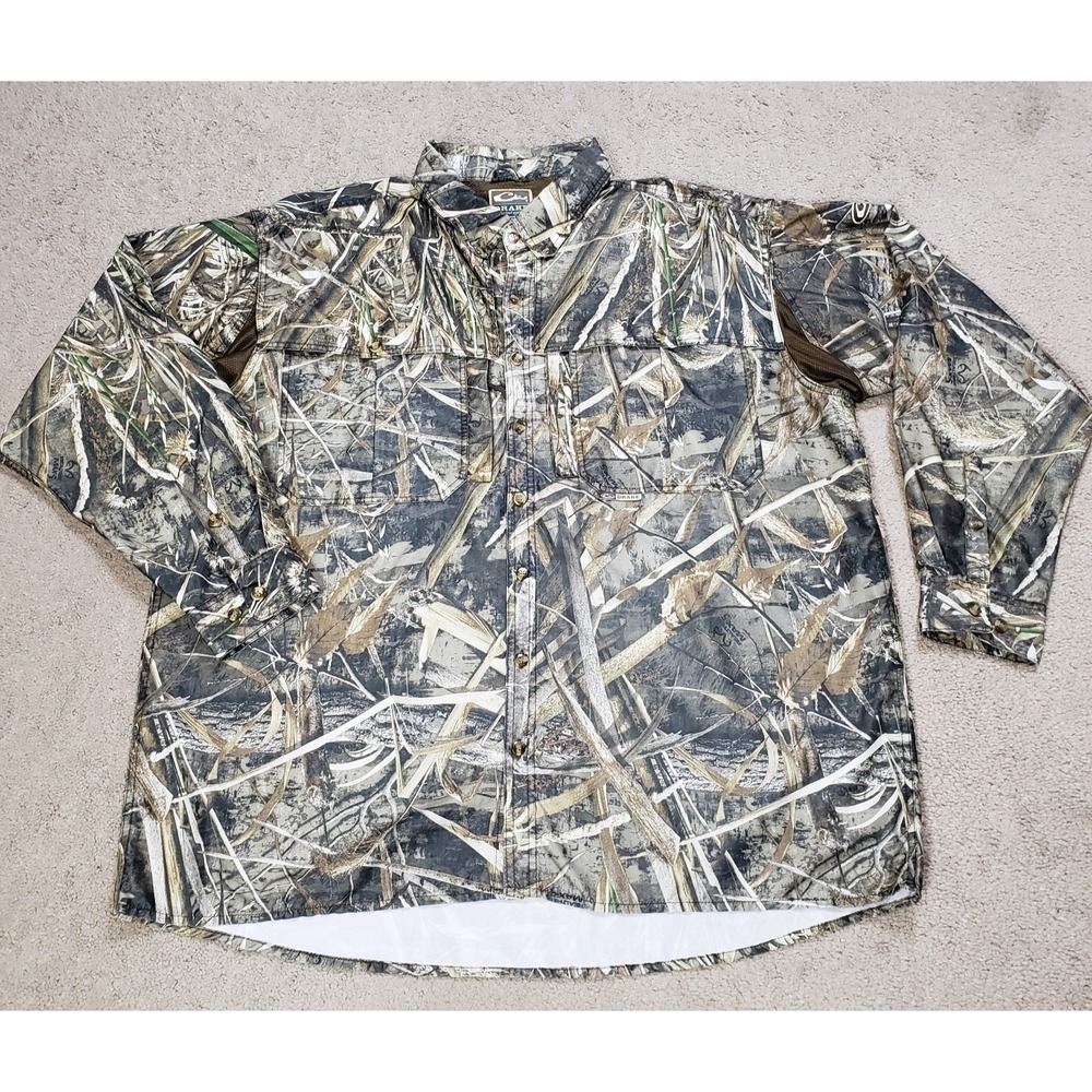 Drake Realtree Max-5 Waterfowl Camo Shirt Men 2XL Hunting Vented Outdoor Fishing